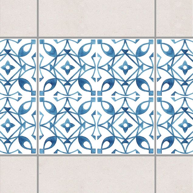 Wanddeko Küche Blau Weiß Muster Serie No.8