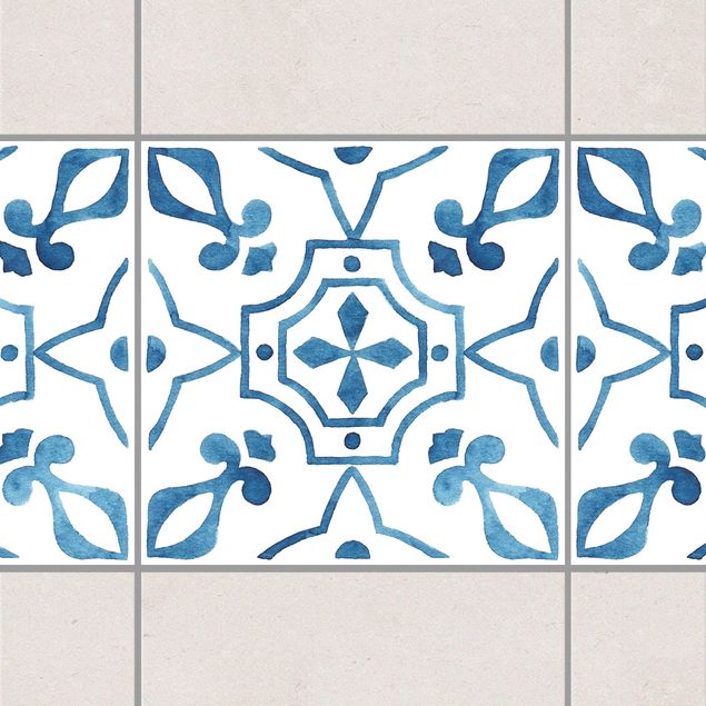 Küchen Deko Muster Blau Weiß Serie No.9