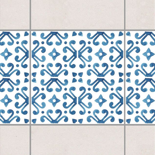 Wanddeko Küche Blau Weiß Muster Serie No.7