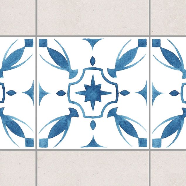 Küchen Deko Muster Blau Weiß Serie No.1