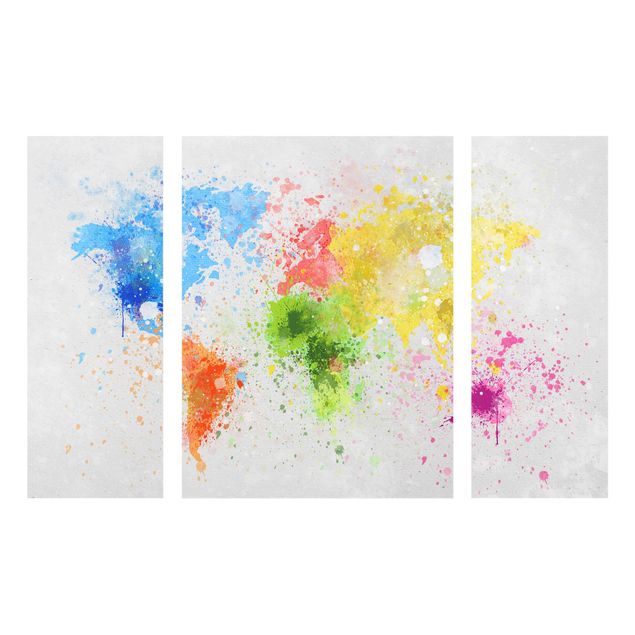 Wanddeko Esszimmer Bunte Farbspritzer Weltkarte
