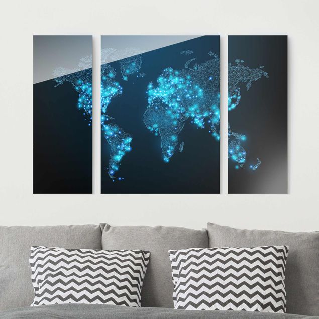Wanddeko blau Connected World Weltkarte