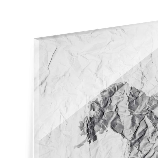 Wanddeko über Sofa Papier Weltkarte Weiß Grau