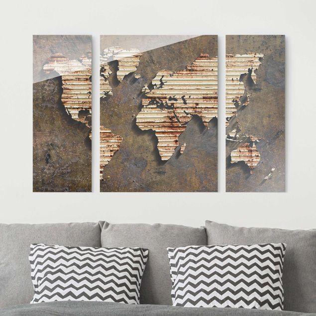Wanddeko Schlafzimmer Rost Weltkarte