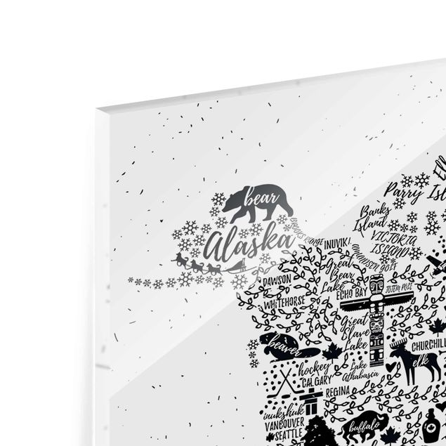 Wanddeko über Sofa Typografie Weltkarte weiß