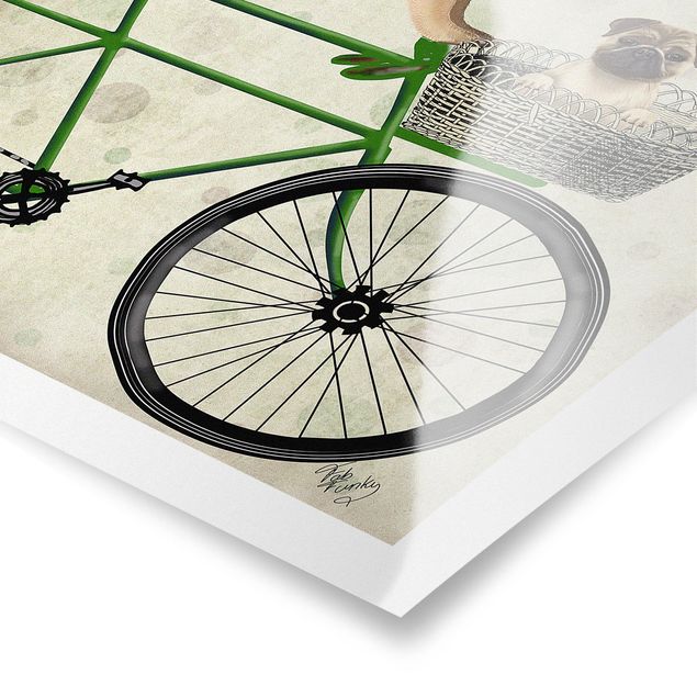 Wanddeko grün Radtour - Möpse auf Fahrrad