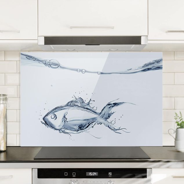 Küchen Deko Liquid Silver Fish