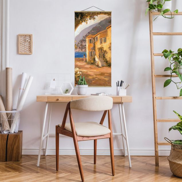 Wanddeko Wohnzimmer Italienische Landschaft - Blumenbogen