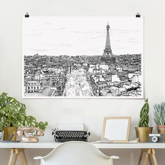 Wanddeko Architektur Stadtstudie - Paris
