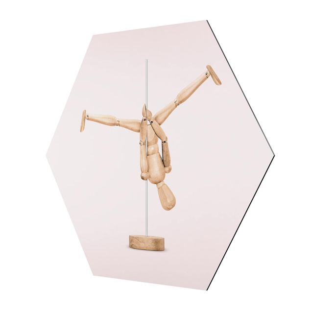 Wanddeko rosa Poledance mit Holzfigur