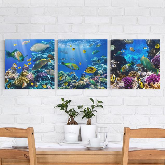 Wanddeko blau Underwater Trio