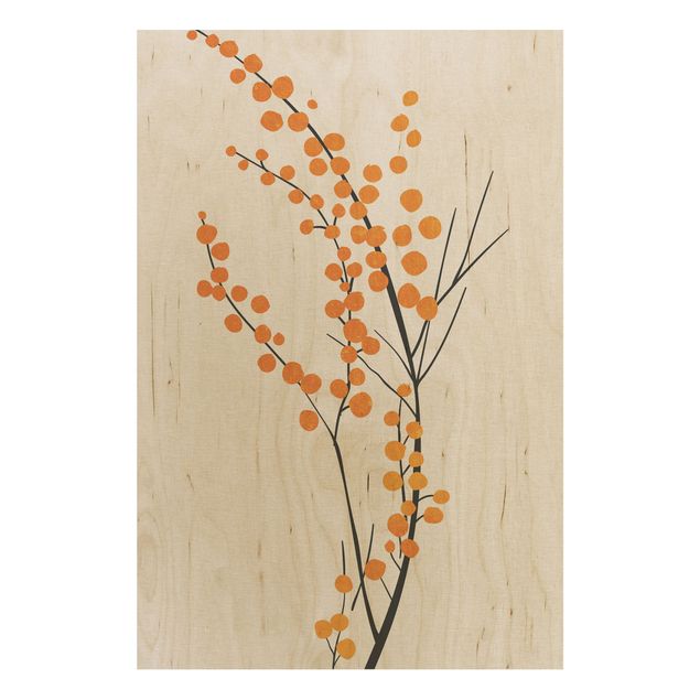 Wanddeko Schlafzimmer Grafische Pflanzenwelt - Beeren Orange