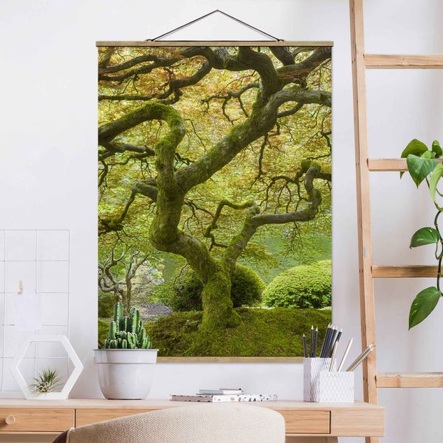 Wanddeko Wohnzimmer Grüner Japanischer Garten