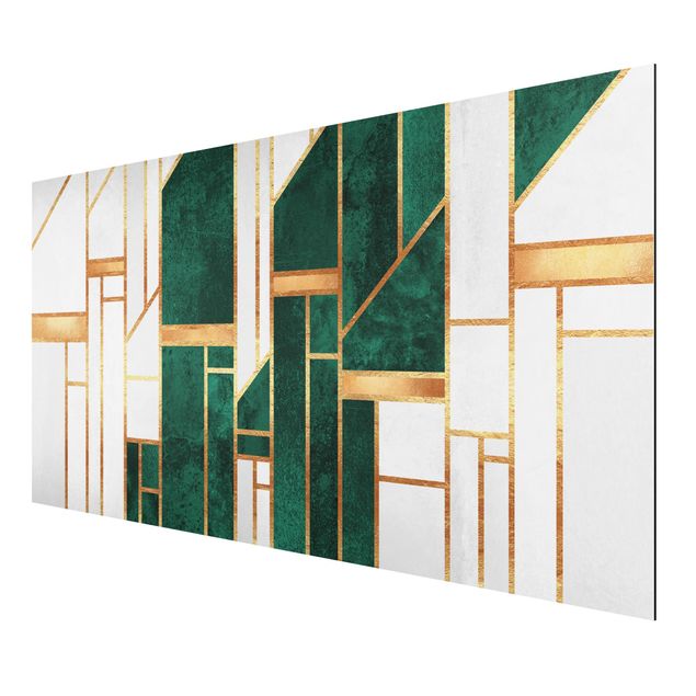 Wanddeko Esszimmer Emerald und Gold Geometrie