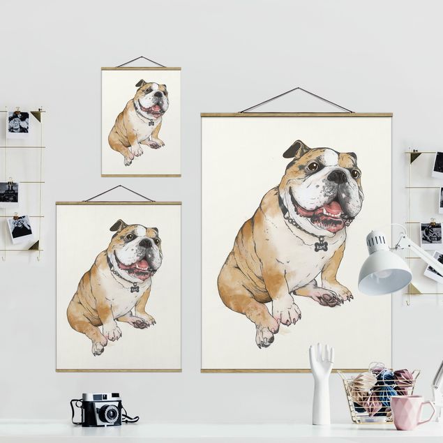 Wandbilder Hunde Illustration Hund Bulldogge Malerei