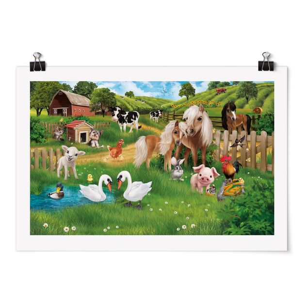 Wanddeko Mädchenzimmer Tiere auf dem Bauernhof
