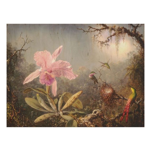 Wanddeko Flur Martin Johnson Heade - Orchidee und drei Kolibris