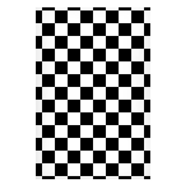 Wanddeko Esszimmer Geometrisches Muster Schachbrett Schwarz Weiß