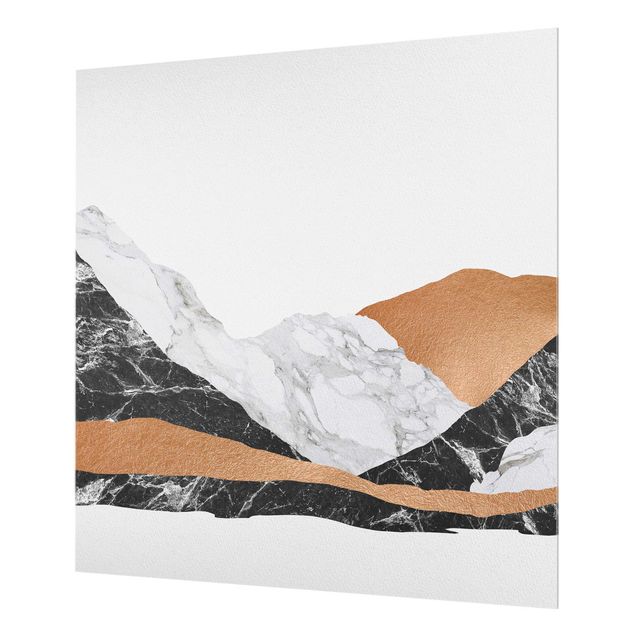 Deko Abstrakt Landschaft in Marmor und Kupfer