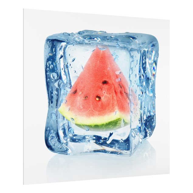 Wanddeko Obst Melone im Eiswürfel
