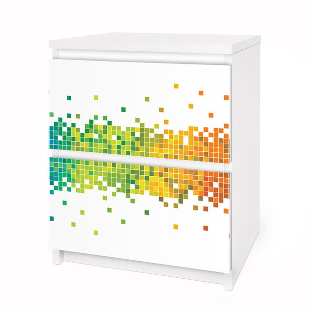 Wanddeko Geometrisch Pixel-Regenbogen