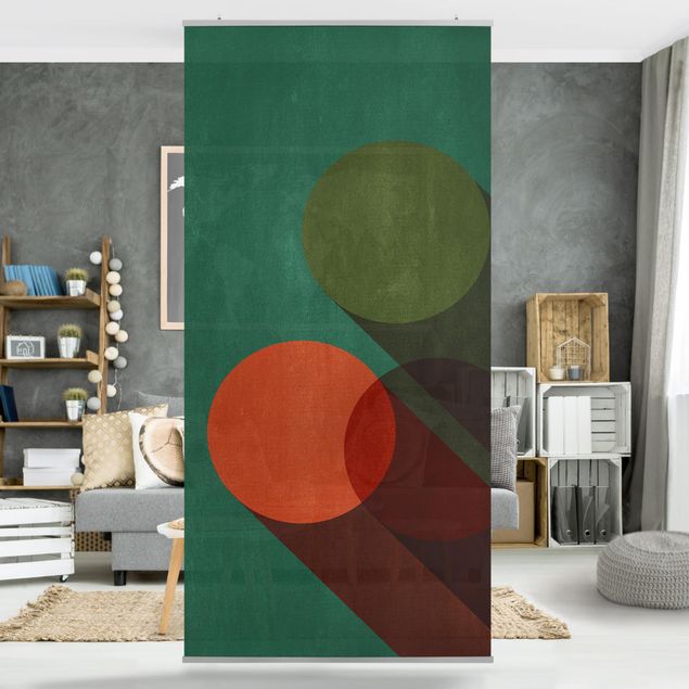 Wanddeko Schlafzimmer Abstrakte Formen - Kreise in Grün und Rot