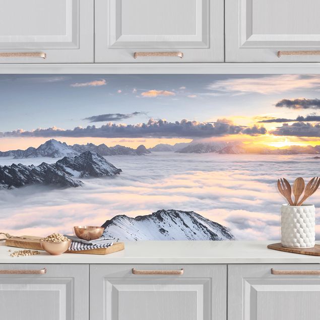 Wanddeko Küche Blick über Wolken und Berge