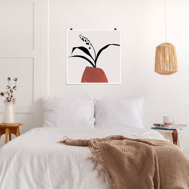 Wanddeko Schlafzimmer Grafische Pflanzenwelt - Maiglöckchen