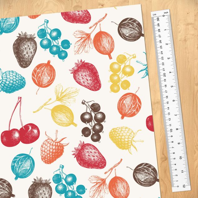 Deko Muster Buntes handgezeichnetes Küchen Sommerfrüchte-Muster
