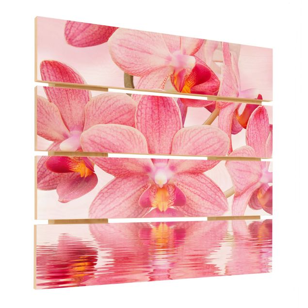 Wanddeko Esszimmer Rosa Orchideen auf Wasser