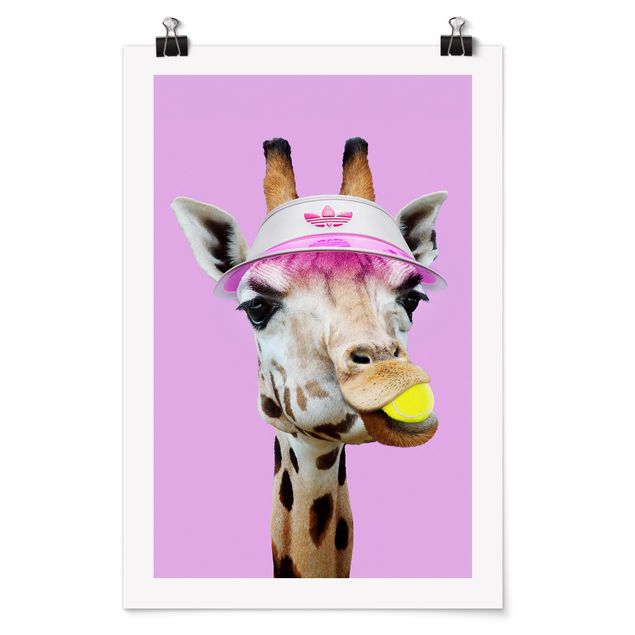 Wandbilder Giraffen Giraffe beim Tennis