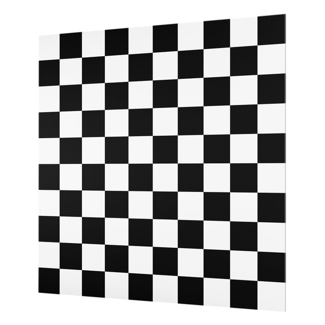 Glasrückwand Küche Muster Geometrisches Muster Schachbrett Schwarz Weiß