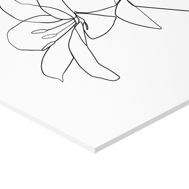 Wanddeko Treppenhaus Line Art Blüte Schwarz Weiß