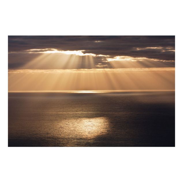 Wanddeko gold Sonnenstrahlen über dem Meer