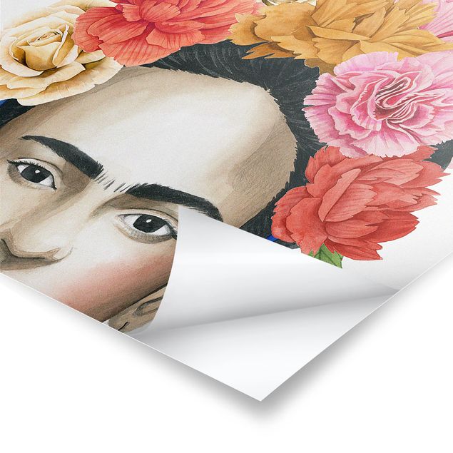 Wanddeko über Sofa Fridas Gedanken - Blumen
