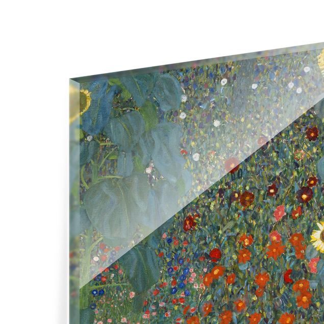 Glasrückwand Küche Blumen Gustav Klimt - Garten Sonnenblumen