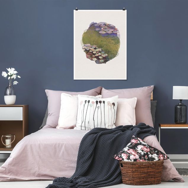 Wanddeko Schlafzimmer Wasserfarben - Claude Monet - Seerosen