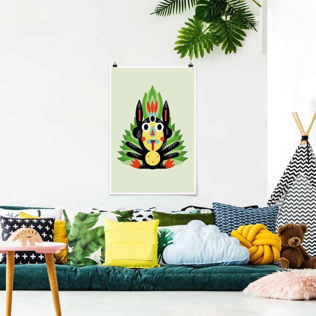Wanddeko bunt Collage Ethno Monster - Dschungel