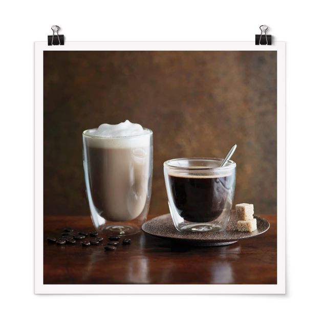 Wanddeko Esszimmer Espresso und Milchkaffee