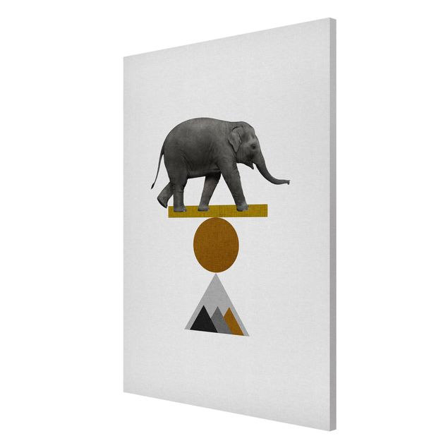 Wanddeko grau Balancekunst Elefant