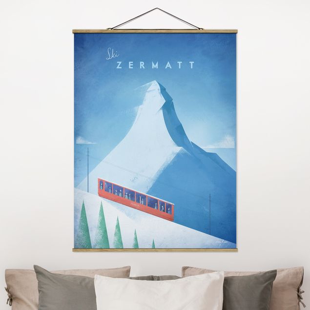 Wanddeko blau Reiseposter - Zermatt