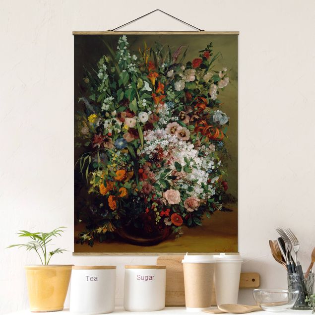 Wanddeko bunt Gustave Courbet - Blumenstrauß in Vase