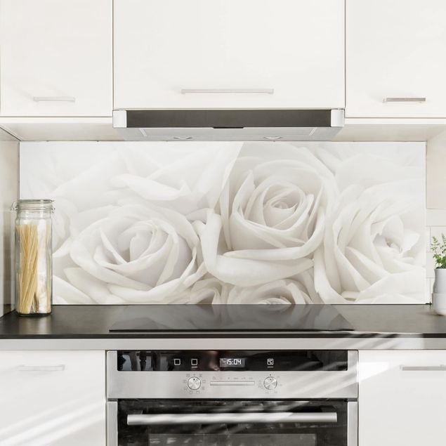 Wanddeko Küche Weiße Rosen