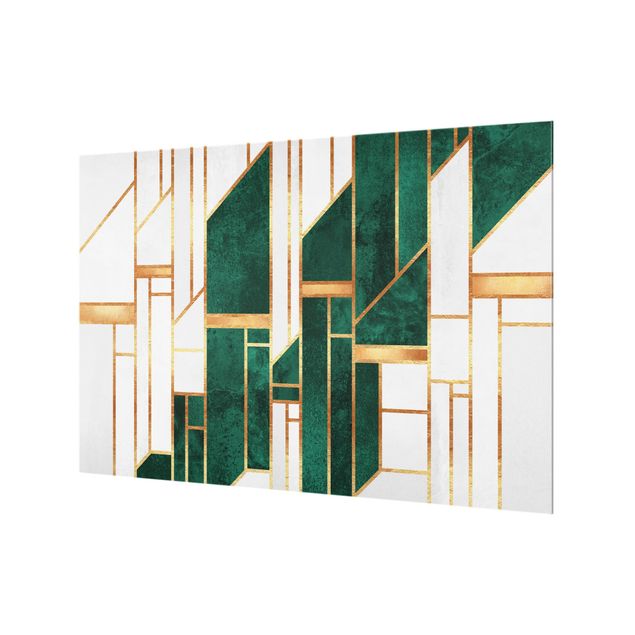 Deko Abstrakt Emerald und Gold Geometrie