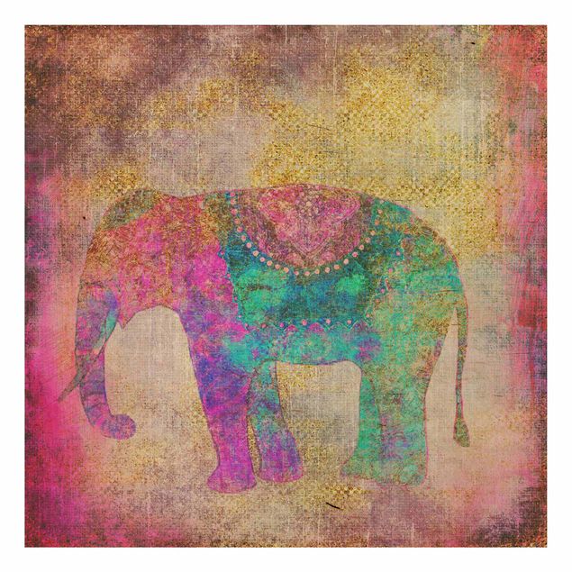 Wanddeko Schlafzimmer Bunte Collage - Indischer Elefant