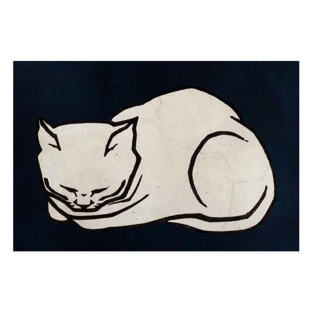 Wanddeko Esszimmer Schlafende Katze Illustration