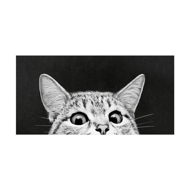 Wanddeko Jugendzimmer Illustration Katze Schwarz Weiß Zeichnung