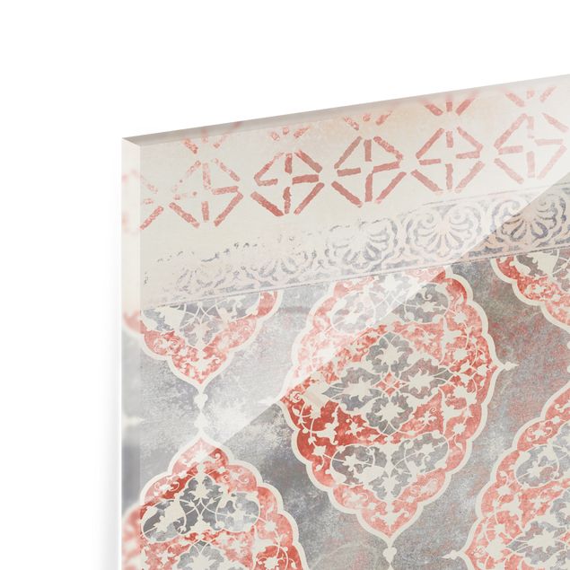 Glasrückwand Küche Muster Persisches Vintage Muster in Indigo III