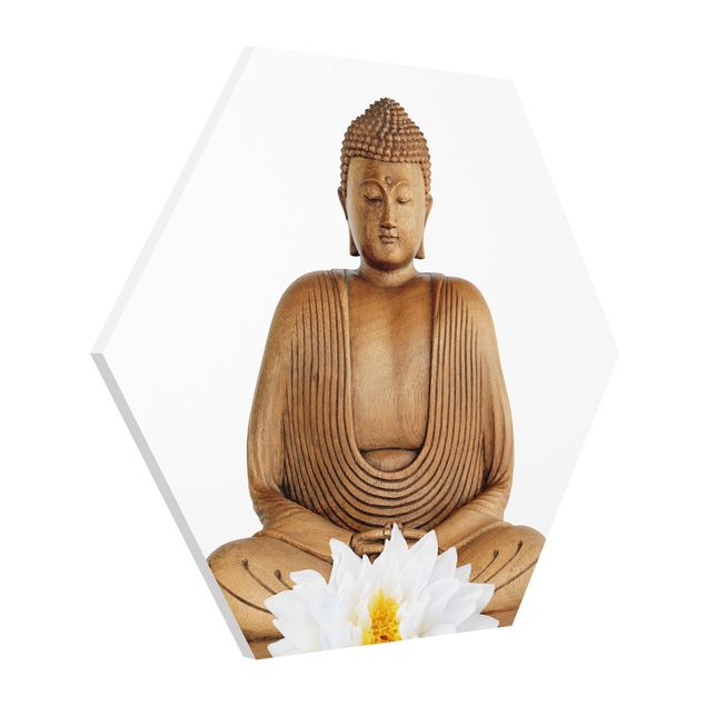 Wanddeko Esszimmer Lotus Holz Buddha