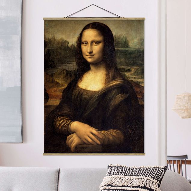 Stoffbild mit Posterleisten - Leonardo da Vinci - Mona Lisa - Hochformat 3:4